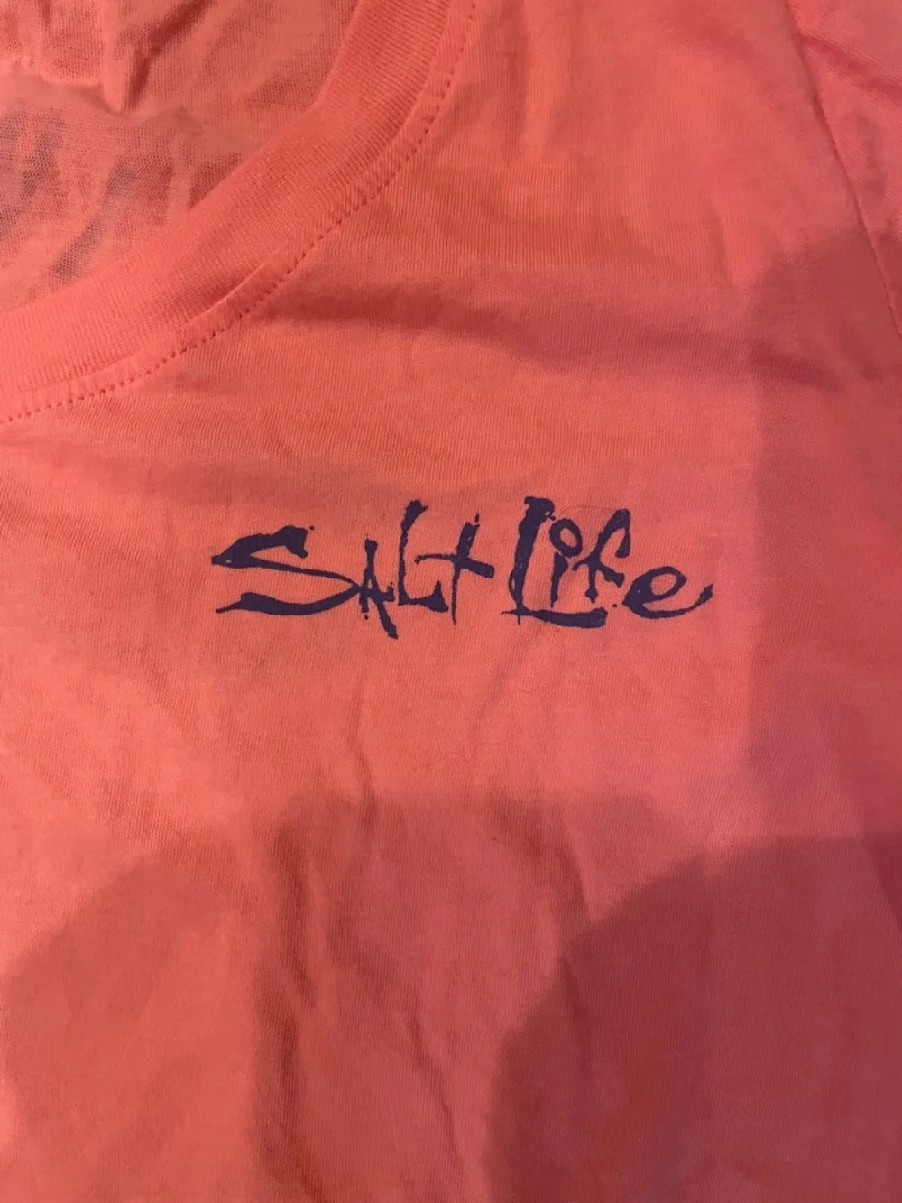 Salt Life Coral Scoop Neck T-Shirt with Navy Logo M (OL2) - Picture 2 of 7